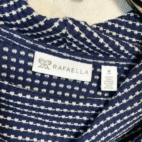 Rafaella Cowl Neck Stripes Blue‎ White Textured Tunic Sweater M Handkerchief - Picture 8 of 9